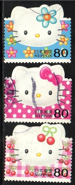 05774 Japão 3473/74 + 3476 Hello Kitty Gatos U