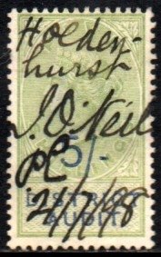 06443 Inglaterra Selos Fiscais Revenue Stamps Distriot Audit 5 shillings