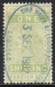06445 Inglaterra Selos Fiscais Revenue Stamps Foreign Bill 1 shillings