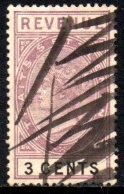 06451 Inglaterra Selos Fiscais Revenue Stamps 3 cents