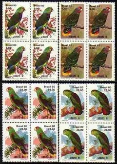 Brasil C 1166/69 Lubrapex Papagaios Fauna Quadras 1980 Nnn