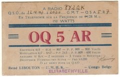 17646 Congo Belga Cartão De Radio Amador Oq 5 Ar