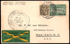Brasil Zeppelin Z-7 Cartão Postal Circulado Via Condor -Zeppelin 1930