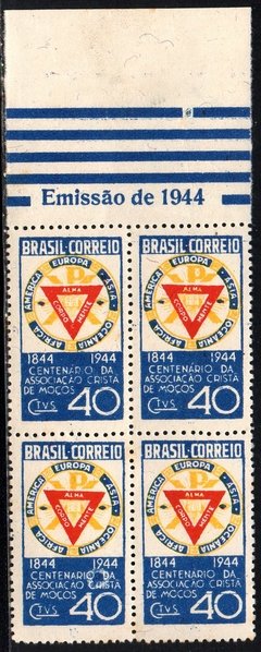 Brasil C 0192 ACM Associação Crista de Moços Quadra com variedade Mancha 1944 NN