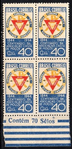 Brasil C 0192 + 192 A ACM Associação Crista de Moços Quadra com variedade 1914 1944 NNN