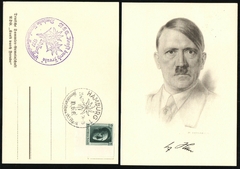 19286 Reich Bilhete Postal Hitler 1937 Carimbo Especial Novo