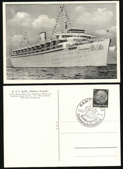 19289 Reich Bilhete Postal Navio Wilhelm Gustloff Carimbo Especial 1938