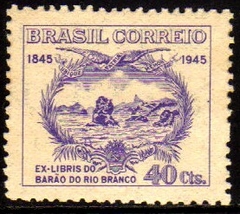 Brasil C 0197 Ex-Libris Barão do Rio Branco Quadra 1945 NNN