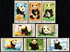20021 Mongolia Bloco 148 + selos 1765/72 Ursos Panda NNN / NN