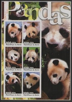 20022 Benin Bloco 2003 Pandas diversos com e sem denteação NNN