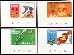 20057 Ghana bloco 85 + selos 692/95 Rotary sem denteação NNN