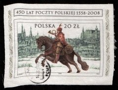 20204 Polonia Bloco 178 450 anos dos Correios Impresso em Seda U (a)