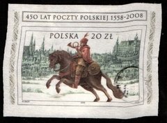 20204 Polonia Bloco 178 450 anos dos Correios Impresso em Seda U (b)