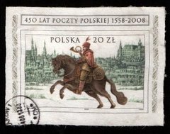 20204 Polonia Bloco 178 450 anos dos Correios Impresso em Seda U (c)