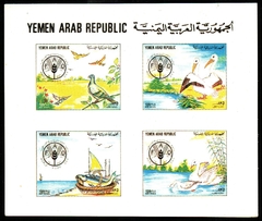 20230 Yemen Bloco 62 Peixes Pássaros Prova em Papel Cartão NNN