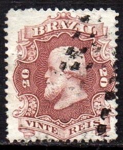 Brasil Império 24C D. Pedro II U com amenci Papel Azulado (e)