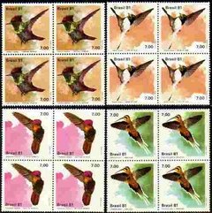 Brasil C 1197/200 Pássaros Beija-flores Quadras 1981 Nnn