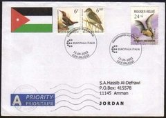 18432 Bélgica Envelope Circulado P/ Jordânia Morcego Ave