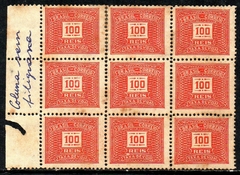 Brasil Taxas X-48a + 48aES Bloco de 9 selos 3 sem Filigrana Cifra N
