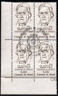 Brasil C 0491 José Bonifácio Quadra com CBC 1963 NNN (a)