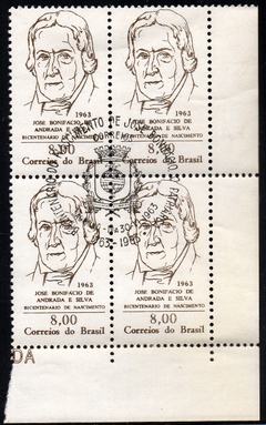 Brasil C 0491 José Bonifácio Quadra com CBC 1963 NNN