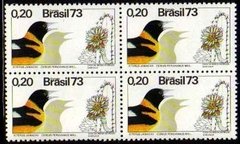 Brasil C 0782 Flora E Fauna Pássaros Quadras 1973 NNN