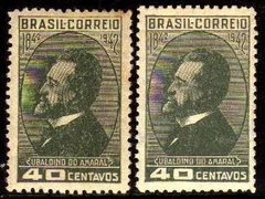 Brasil C 0183 + C 0183 A Ubaldino do Amaral Variedade Filigrana Q Menor 1943 NN