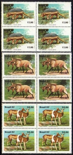 Brasil C 1261/63 Tatu Lobo Veados Fauna Quadras 1982 Nnn