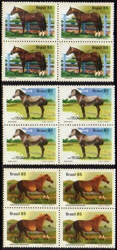 Brasil C 1444/46 Cavalos De Raças Brasileiras Quadras 1985 NNN