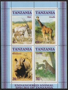 08110 Tanzânia Bloco 47 Onix Girafa Rinoceronte Chita Nnn
