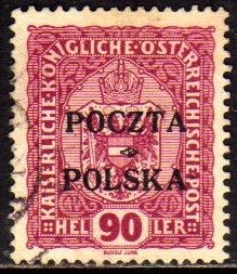 11852 Polônia 88 Selo Da Áustria C/sobrecarga Cracóvia U