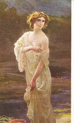 16750 Cartão Postal Antigo Pintura Mulher