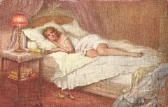 16865 Cartão Postal Antigo Pintura Mulher
