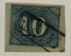 Brasil Nº 19 Numeral 10 réis azul com certificado U.