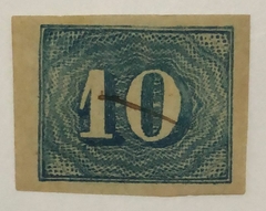 Brasil Nº 19 Numeral 10 réis azul com certificado U.