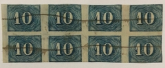Brasil Nº 19 Numeral 10 réis azul bloco de oito selos U.