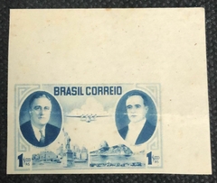 Brasil 01650 Ensaio Getúlio e Roosevelt Bonita peça na cor azul NN