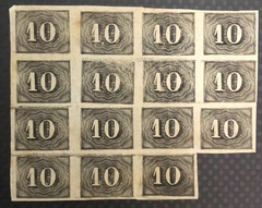Brasil Numeral vertical 10 réis bloco de 15 selos N