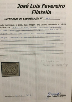 Brasil Numeral Inclinado 60 réis tioi I papel fino (RHM 6A) com certificado N - comprar online
