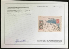 Brasil (79P) Carta bilhete de 80 réis circulada em 1893 no Rio de Janeiro com par de 100 réis Tintureiro em Tete-beche com risco no rosto no selo superior. Com certificado. na internet