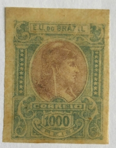 Brasil Ensaio de Tintureiro bicolor 100 réis papel fino.