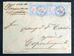 Brasil envelope circulado de Jaraguá (AL), 6 de junho de 1892 via Pernambuco 7 junho e lisboa para Copenhagen (Dinamarca). Chegando ao destino em 26 de junho de 1892.