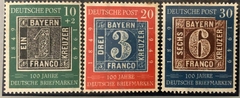 12205 Alemanha Bizona 76/78 Centenário do selo postal N