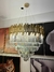 Lustre Pendente Moderno Redondo Luxo Estrutura Dourada com Cristais 80cm