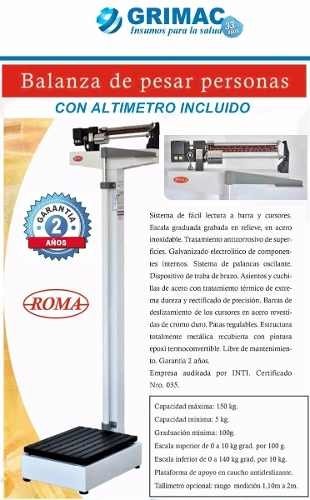 Balanza de personas ROMA con altímetro - BALANZAS PERSONALES  Grivelli —  Servicio excelencia para todo tipo de aplicaciones de pesaje