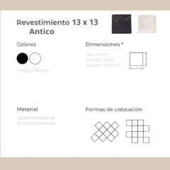 Revestimiento Azulejo Antico Negro 13 x 13 cm x caja 0.5 mts2 - comprar online