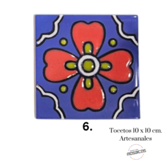 Tocetos Flores Artesanales 10 x 10 - Azulejos cuerda seca - comprar online