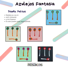 Azulejos PALITOS Sugeridos para Experiencia Mandala 15 x 15 cm. Artesanales.