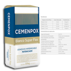 Adhesivo Cemenpox Super Flex BLANCO x 30 Kilos. Pegamento en internet