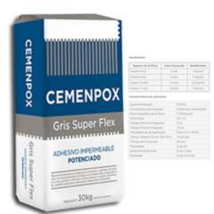 Adhesivo Cemenpox Super Flex Gris x 30 Kilos. Pegamento en internet